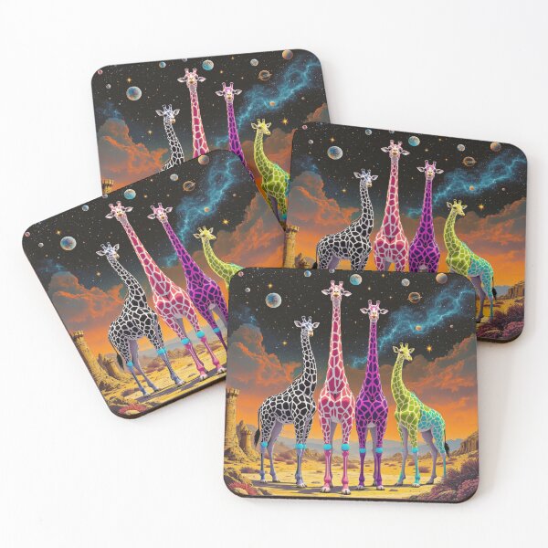 Item preview, Giraffe Quartet with Castle and Cosmos designed and sold by HabitableMoons.
