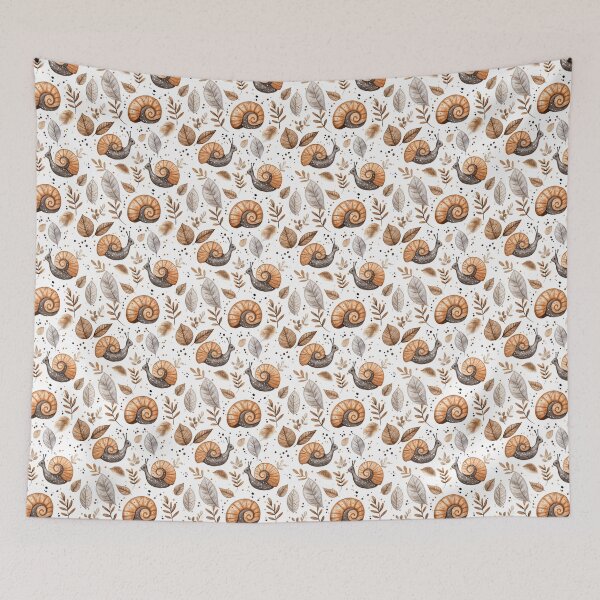 Item preview, brown snails and autumn leaves designed and sold by PoppyLaneStudio.