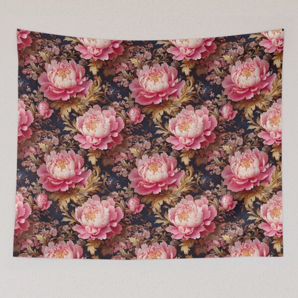 Item preview, Pink peonies in Rococo floral style designed and sold by Designbes.