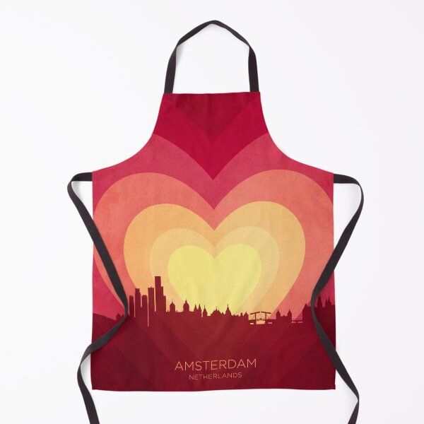 Item preview, Amsterdam The Netherlands Skyline Hearts Red Yellow designed and sold by ArtPrints.