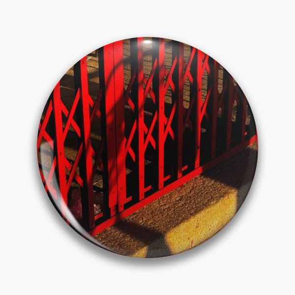 Item preview, The intricate details of a red metal gate, juxtaposed with the rough texture of the sidewalk, capture the essence of urban life. designed and sold by BARTISTA DESIGN.