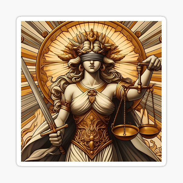 illustration of the goddess representing justice Sticker
