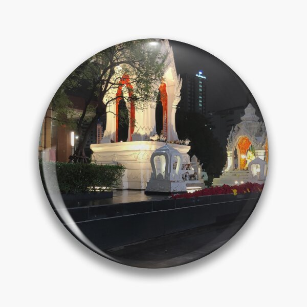 Item preview, A serene night scene of the Ganesha Shrine and Trimurti Shrine in Bangkok, designed and sold by BARTISTA DESIGN.