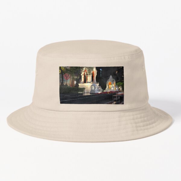 Item preview, A serene night scene of the Ganesha Shrine and Trimurti Shrine in Bangkok, designed and sold by BARTISTA DESIGN.