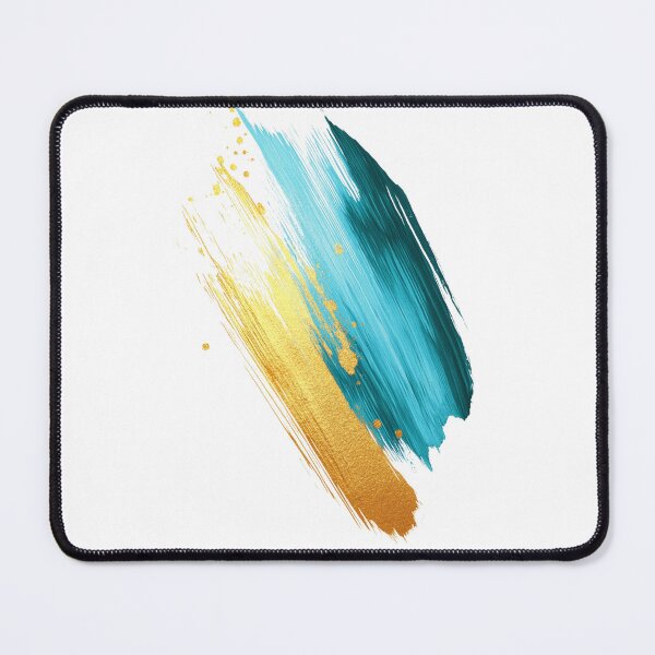 Item preview, A diagonal brushstroke in turquoise and gold, abstract and dramatic design designed and sold by SagasArt.