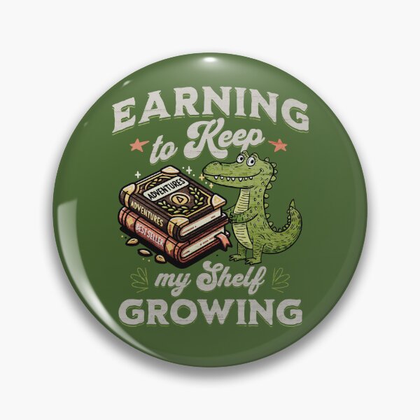 Item preview, Funny Alligator Book Lover T-Shirt – “Earning to Keep My Shelf Growing” designed and sold by DAMOTAmagazine.
