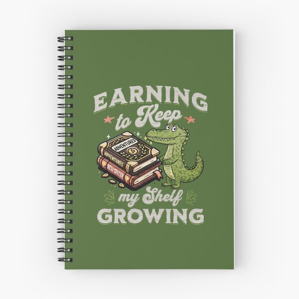 Item preview, Funny Alligator Book Lover T-Shirt – “Earning to Keep My Shelf Growing” designed and sold by DAMOTAmagazine.