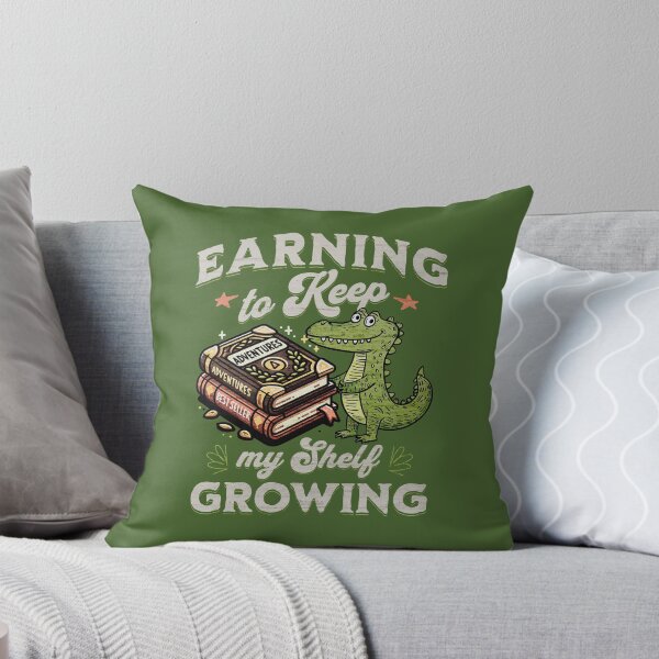 Item preview, Funny Alligator Book Lover T-Shirt – “Earning to Keep My Shelf Growing” designed and sold by DAMOTAmagazine.
