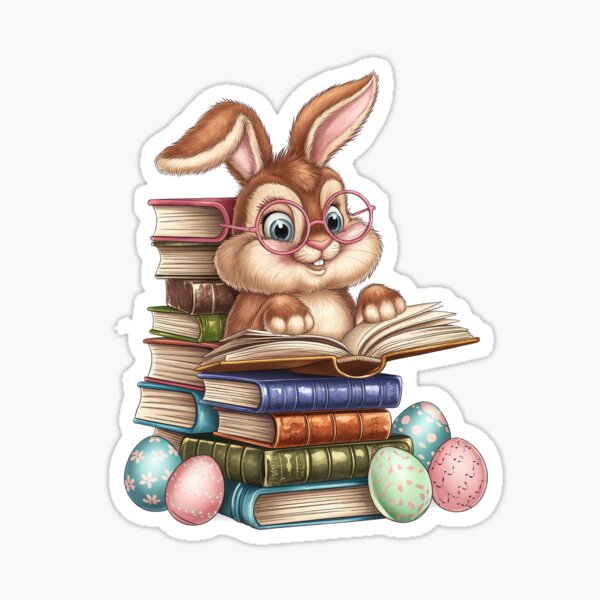 Item preview, Easter Cute Reading Bunny Glasses Books Bookworm Reader Book designed and sold by diyoor.