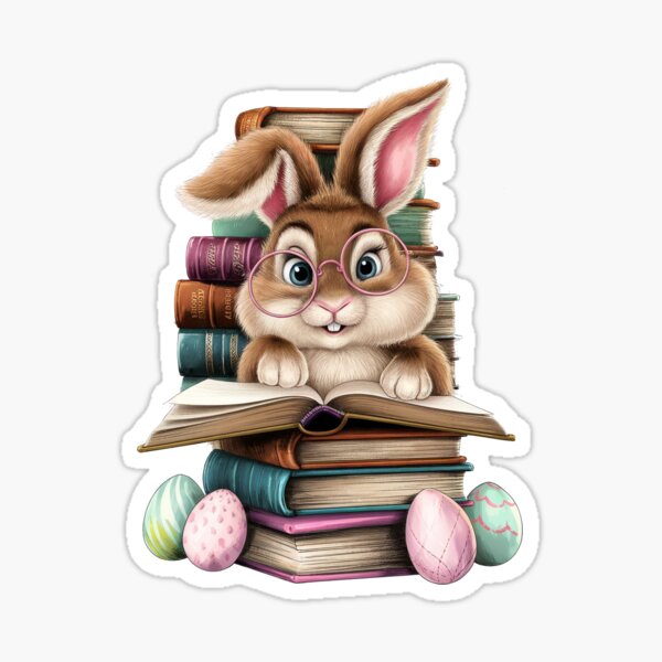 Item preview, Easter Cute Reading Bunny Glasses Books Bookworm Reader Book  designed and sold by diyoor.
