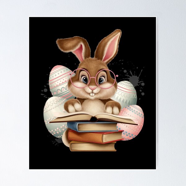 Item preview, Easter Cute Reading Bunny Glasses Books Bookworm Reader Book  designed and sold by diyoor.