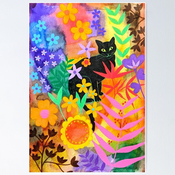 Item preview, Black Cat in the Garden designed and sold by Jessincolour.