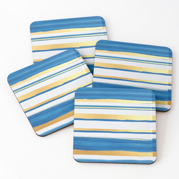 Item preview, Blue Gold White Stripes Abstract designed and sold by Schmidt Stationery.
