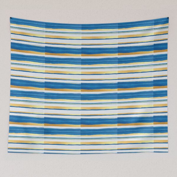 Item preview, Blue Gold White Stripes Abstract designed and sold by Schmidt Stationery.