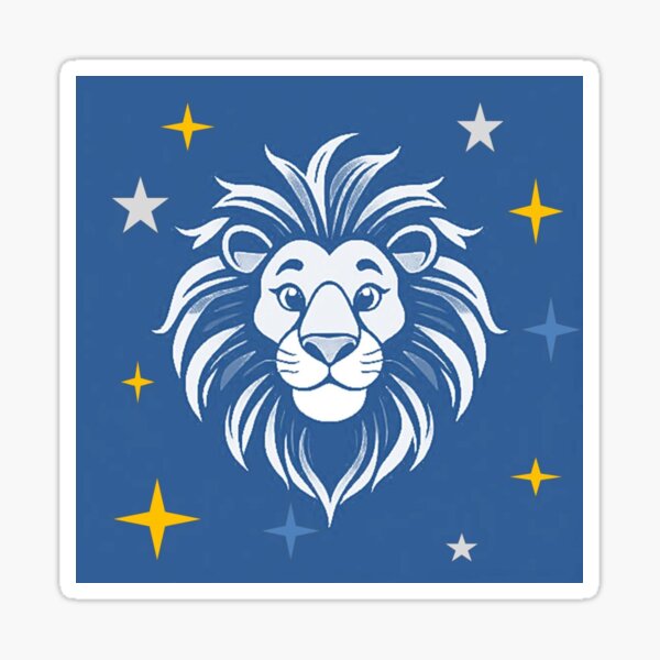 Löwe Sterne Blau Silber Gold Sticker