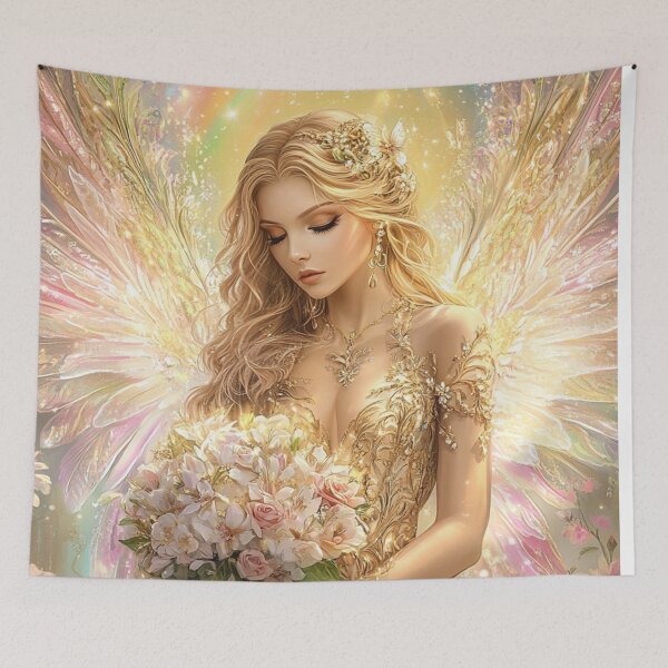 Item preview, Angelic Grace: Ethereal Beauty with Golden Wings designed and sold by Cris888.