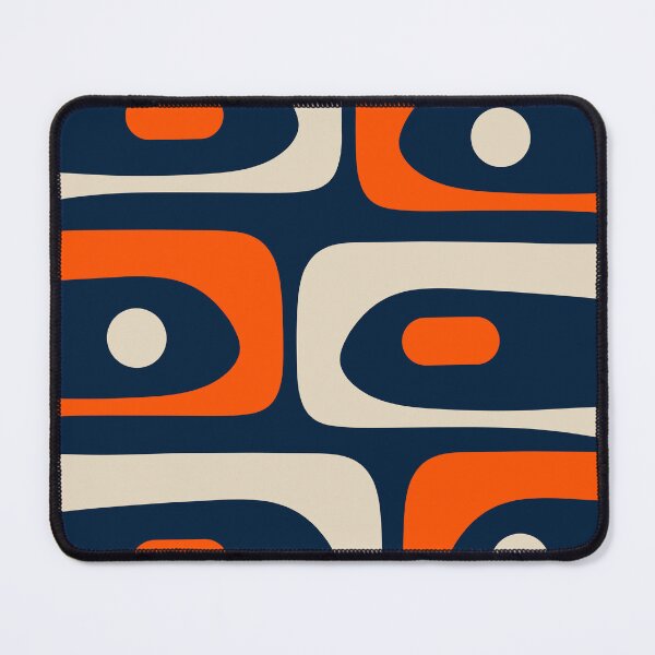 Item preview, Mid Century Modern Abstract Retro Piquet Pattern Navy Blue Orange Beige designed and sold by kierkegaard.