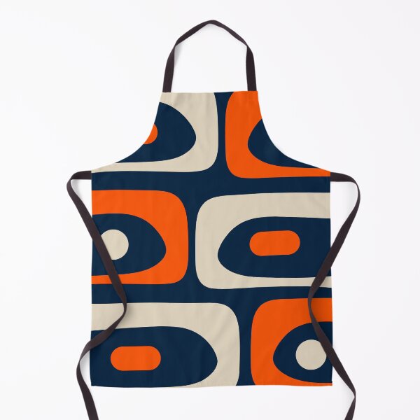 Item preview, Mid Century Modern Abstract Retro Piquet Pattern Navy Blue Orange Beige designed and sold by kierkegaard.