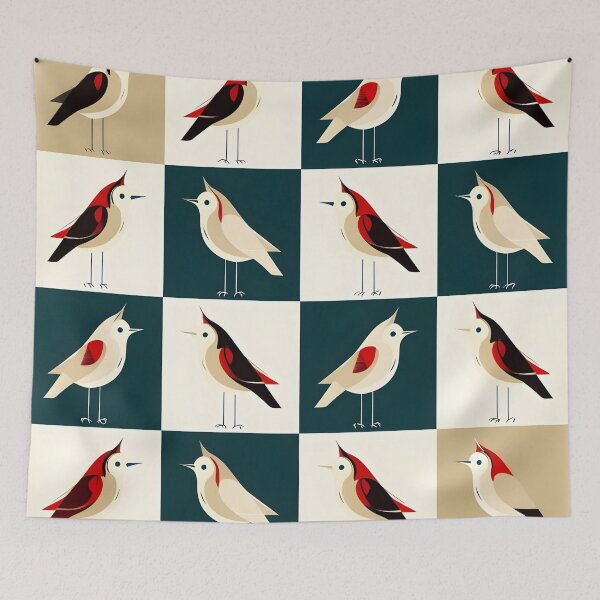 Item preview, Retro Minimalist Birds Geometric Pattern designed and sold by Art Garden.