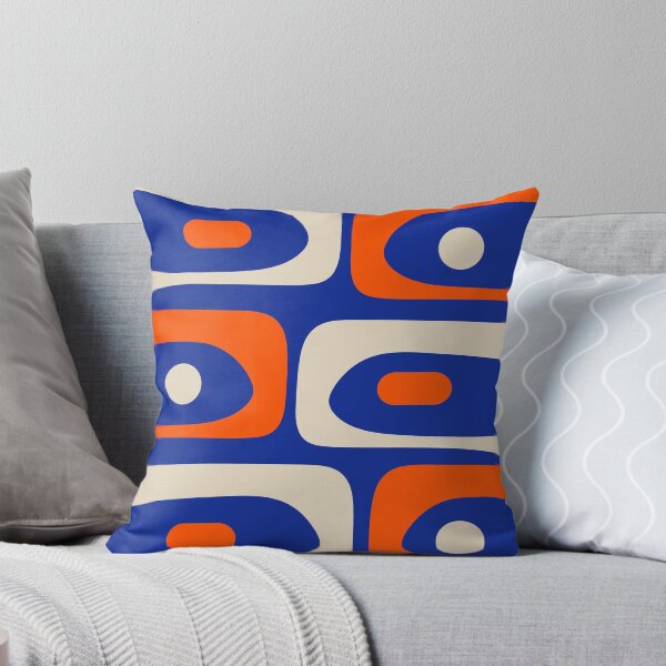 Aperçu de l'œuvre Motif piqué rétro abstrait moderne du milieu du siècle bleu orange beige créée et vendue par kierkegaard.