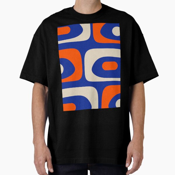Item preview, Mid Century Modern Abstract Retro Piquet Pattern Blue Orange Beige designed and sold by kierkegaard.