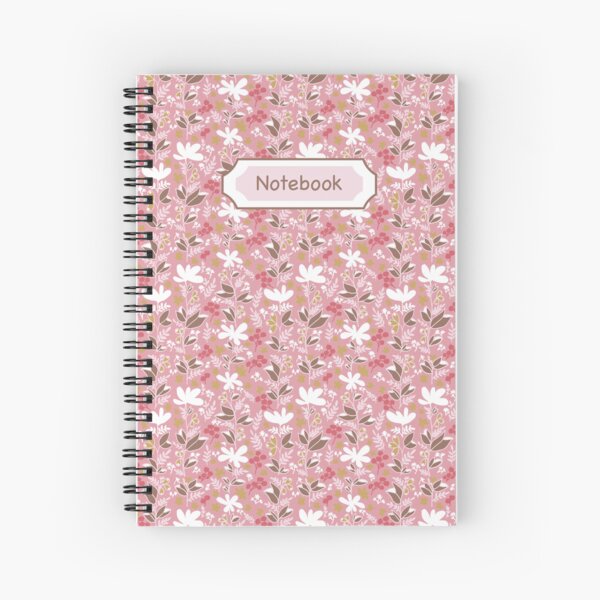 Item preview, Nostalgic Salmon Pink Ditsy Floral Spiral Notebook designed and sold by Butterfly & Daisy Design Studio.