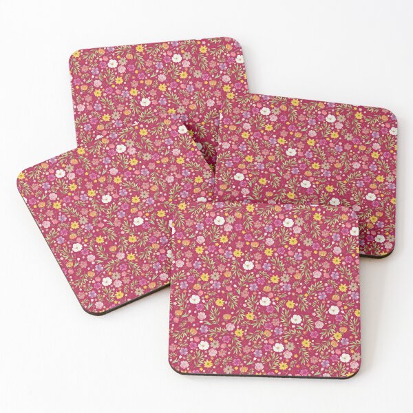 Item preview, Bright Colourful Ditsy Flower Pattern On Red Background designed and sold by IrisAndIvy.