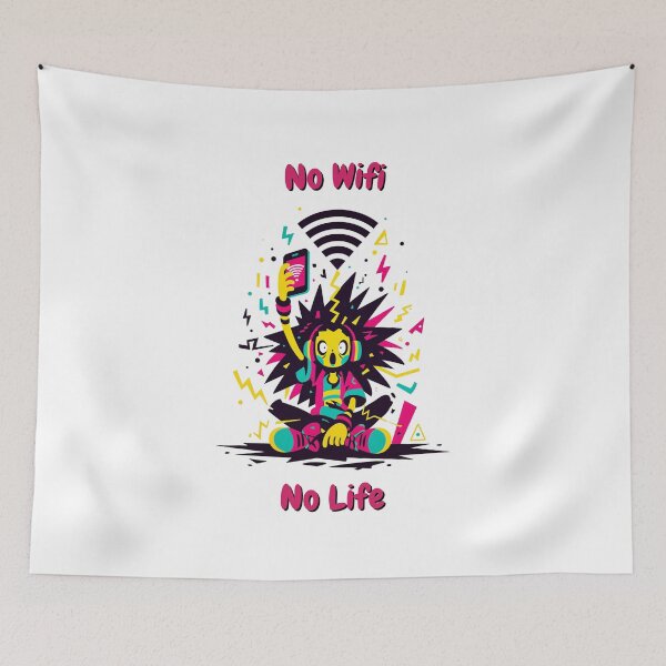 Item preview, No WiFi, No Life – Funny Tech Addict Design designed and sold by SADStyleDesigns.
