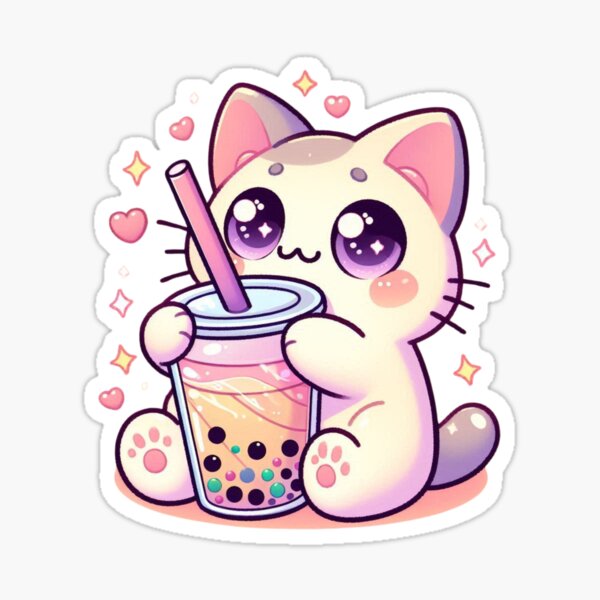Item preview, Adorable Cat Sipping Boba Tea Cute Bubble Tea Lover  designed and sold by Merchrise.