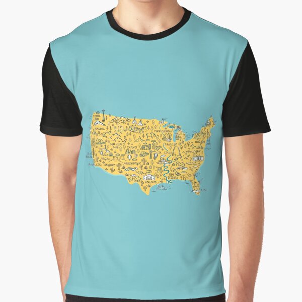Item preview, Fun hand drawn USA Map designed and sold by talva_&_pen.