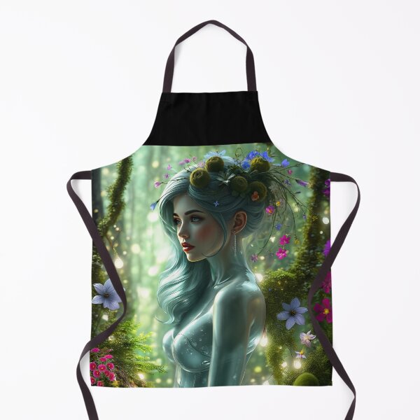 Item preview, Female She Nature Robot long silky silver hair on a mossy colorful blooming fantasy forest digitalart designed and sold by EmeraldeaArt.