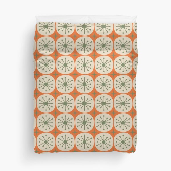 Item preview, Mid Century Modern Atomic Dots and Stars Retro Pattern 2 Orange Olive Green Beige designed and sold by kierkegaard.