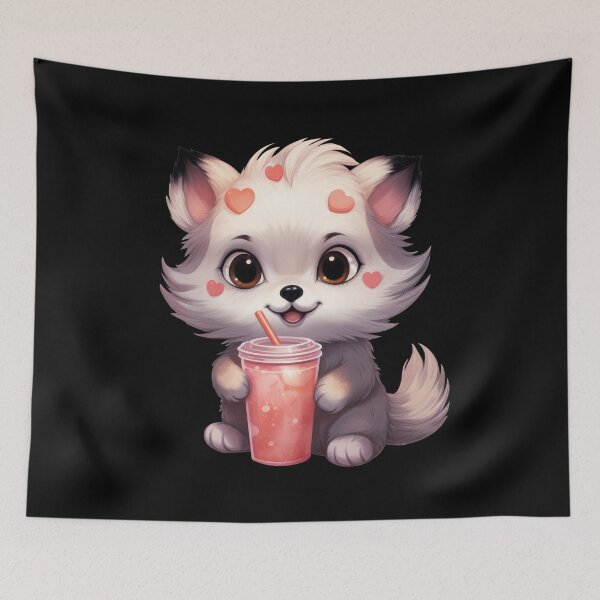 Item preview, Cute Cat Drinking Boba Tea – Bubble Tea Lover Aesthetic designed and sold by Merchrise.