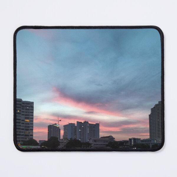 Item preview, A scenic view of the Chao Phraya River in Bangkok at dusk, with several buildings silhouetted against a colorful sky. designed and sold by BARTISTA DESIGN.