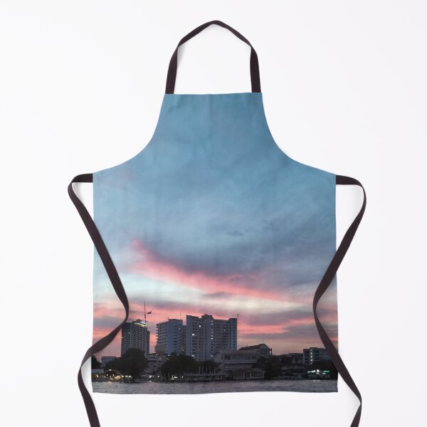 Item preview, A scenic view of the Chao Phraya River in Bangkok at dusk, with several buildings silhouetted against a colorful sky.  designed and sold by BARTISTA DESIGN.