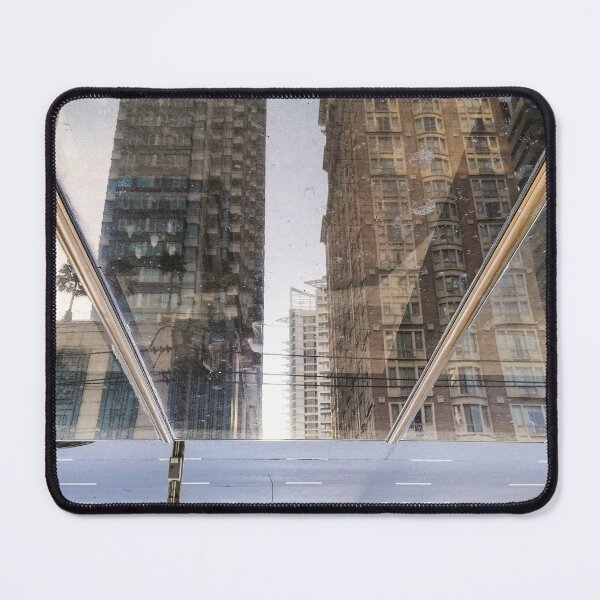 Item preview, A unique perspective shot reflecting two tall buildings on a reflective surface, possibly glass or metal. designed and sold by BARTISTA DESIGN.