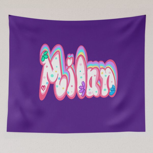 Item preview, Milan popular girls first name in white floral and pastels . Personalized personalised customised name Mila designed and sold by Artonmytee.