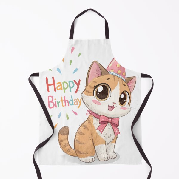 Item preview, happy birthday cute cat in the party hat designed and sold by DuskTillDown.