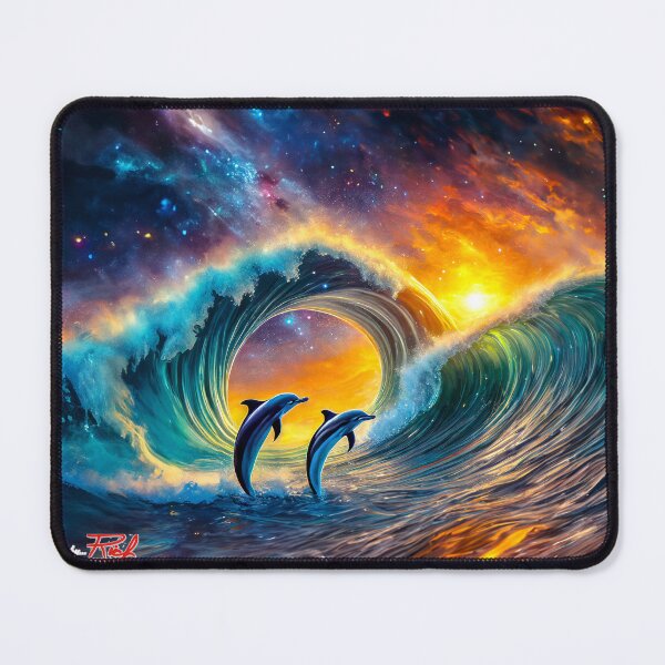 Item preview, Dolphins Playing In Galaxy Surf 02 Design by Rich AMeN Gill designed and sold by RichAMeNGill.