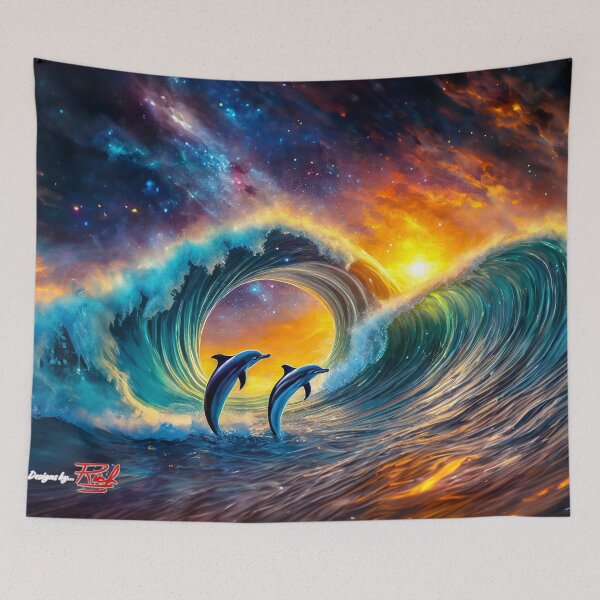 Item preview, Dolphins Playing In Galaxy Surf 02 Design by Rich AMeN Gill designed and sold by RichAMeNGill.