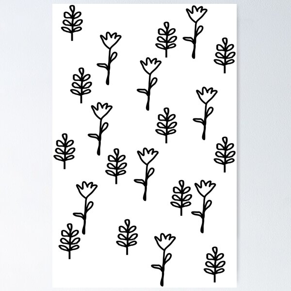 Item preview, Black and White Floral Print designed and sold by Navkriti.