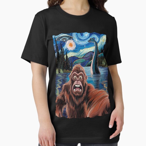 Item preview, Bigfoot Selfie With Loch Ness Monster And UFO Aliens Shirt designed and sold by The Art of Kkatarynka.