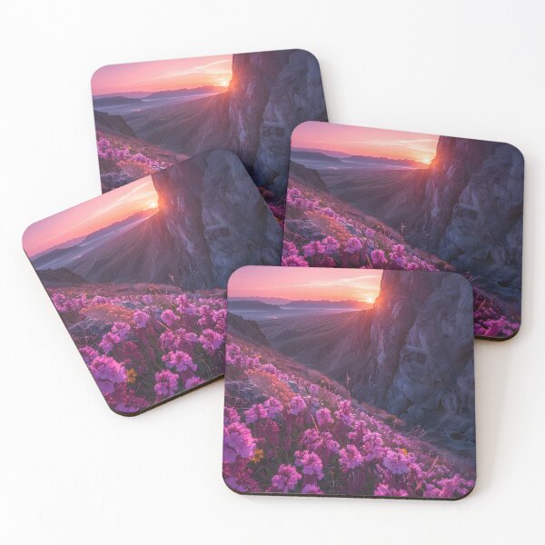 Item preview, Majestic sunrise over vibrant mountain flower valley designed and sold by Artessie.