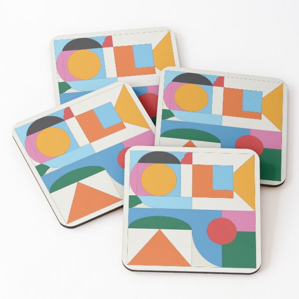 Item preview, A modern wallpaper design featuring vibrant geometric patterns with circles, triangles, and bold colors creating a dynamic abstract composition designed and sold by paratynka.