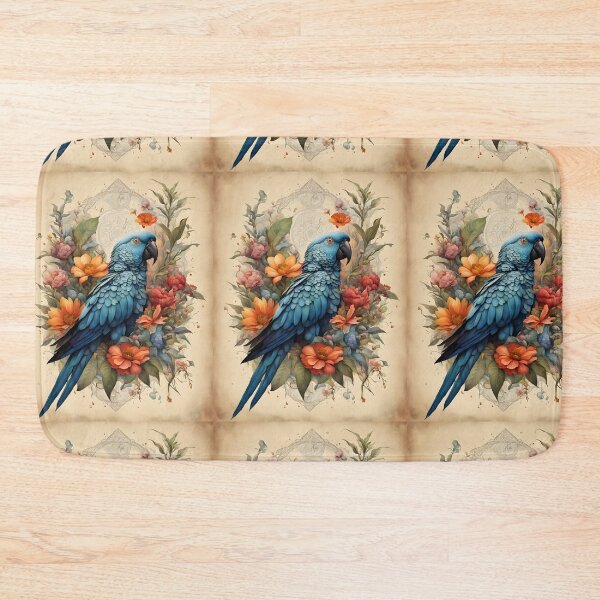 Item preview, Parrot with flowers, vintage, jungle theme, cute animals designed and sold by Coolparrotgirl.