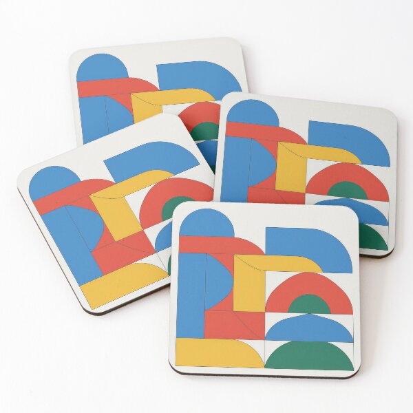 Item preview, A modern wallpaper design featuring vibrant geometric patterns with circles, triangles, and bold colors creating a dynamic abstract composition designed and sold by paratynka.