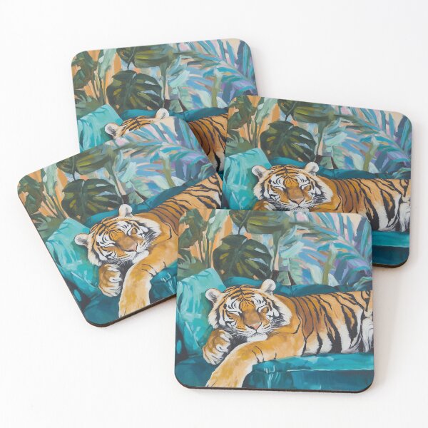 Item preview, Sleeping Tiger Maximalist ART, Tropical Jungle, Big Cats designed and sold by XYZnewDesigns.