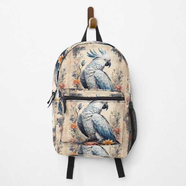 Item preview, Cockatoo Parrot with flowers, vintage, jungle theme, cute animals designed and sold by Coolparrotgirl.
