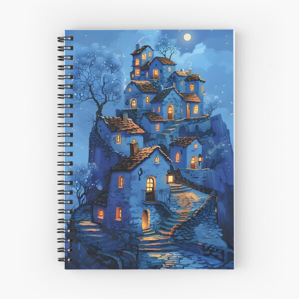 Item preview, Whimsical village at night with glowing windows designed and sold by Artessie.