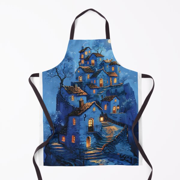 Item preview, Whimsical village at night with glowing windows designed and sold by Artessie.